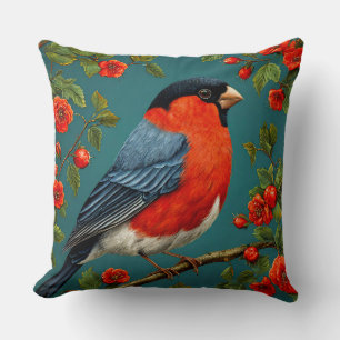 Bullfinch-Vogel auf einem Baum Kissen