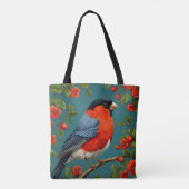 Bullfinch-Vogel auf einem Baum Tasche (Rückseite)