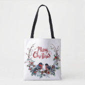 Bullfinches Wreath - Frohe Weihnachten Tasche (Vorderseite)