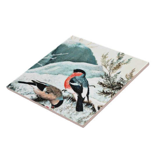Bullfinen in der Winterlandschaft Fliese (Seite)