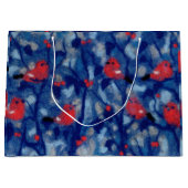 Bullfinen, Rote Vögel, blaue Waldbäume Kunst Große Geschenktüte (Vorderseite)