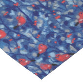 Bullfinen, Rote Vögel, blaue Waldbäume Kunst Kurzer Tischläufer (Ecke)