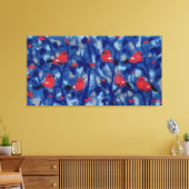 Bullfinen, Rote Vögel, blaue Waldbäume Kunst Leinwanddruck (Insitu (Wohnzimmer))