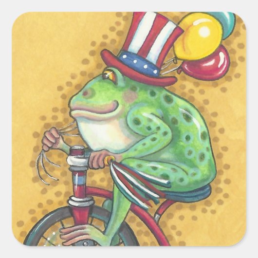 BULLFROG 4. Juli AMERICANA FROG STICKER-Blatt Quadratischer Aufkleber (Vorderseite)