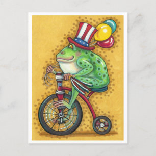BULLFROG 4TH OF JULY, FROG TRICYCLE & BALLONS FEIERTAGSPOSTKARTE