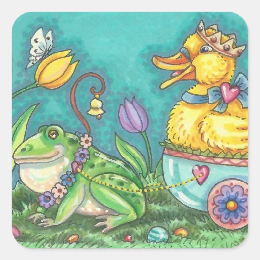 BULLFROG & DUCK EASTER EGG, SPRING STICKERS Sheet (Vorderseite)