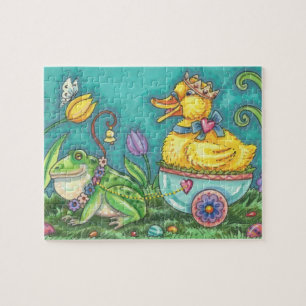 BULLFROG & DUCK PRINCE IN EGG CARD, EASTER PUZZLE