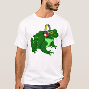 Bullfrog mit Niedlichen Cartoon und Kopfhörer T-Shirt