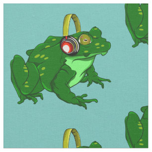 Bullfrog mit niedlichen Cartoon und Kopfhörern Stoff