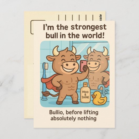 Bullio® Before Lifting - Cartoon-Spielspass Postkarte (Vorne/Hinten)