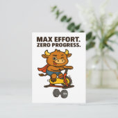 Bullio Funny Fitness - Max Effort, Null Fortschrit Postkarte (Stehend Vorderseite)