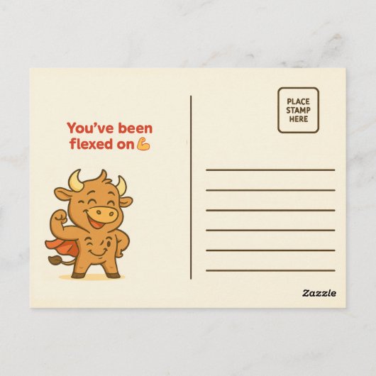 Bullio® Strong Vibes - Funny Cartoon Postcard Postkarte (Rückseite)