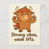 Bullio® Strong Vibes - Funny Cartoon Postcard Postkarte (Vorderseite)