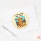 Bullio"Training hart. Licht heben." Motivierend Runder Aufkleber (Umschlag)