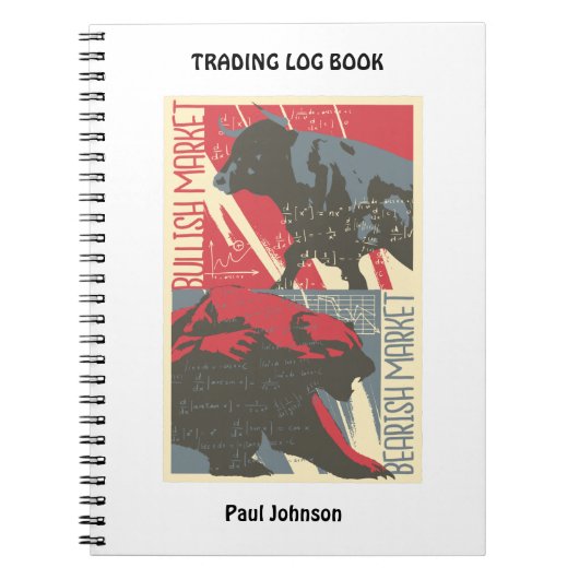 Bullish Bearish Stock Market Trading Log Book Notizblock (Vorderseite)