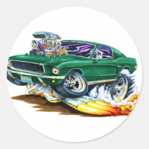 Bullitt Mustang mit großem Motor Runder Aufkleber