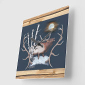 Bulll Elk Square Wall Clock Quadratische Wanduhr (Winkel)