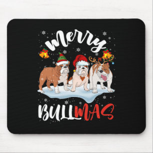Bullmas Spaß Santa Rentier Elf Bulldogge Weihnacht Mousepad