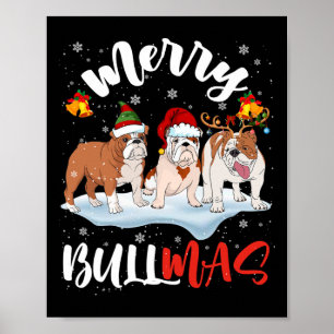 Bullmas Spaß Santa Rentier Elf Bulldogge Weihnacht Poster