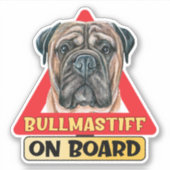 Bullmastiff an Bord Englisch Hund Red Traffic Sign Aufkleber (Vorderseite)