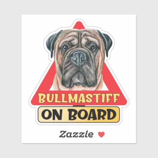 Bullmastiff an Bord Englisch Hund Red Traffic Sign Aufkleber (Blatt)