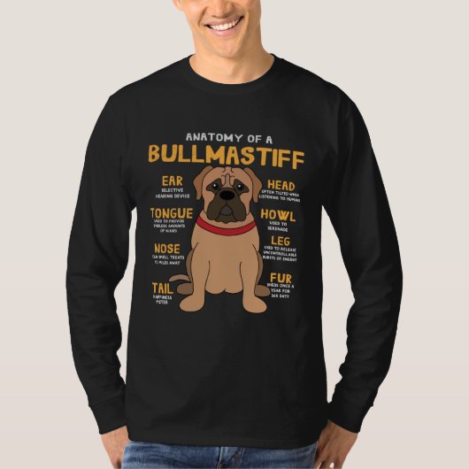 Bullmastiff Anatomy Dog Mum Dad Cute T-Shirt (Vorderseite)