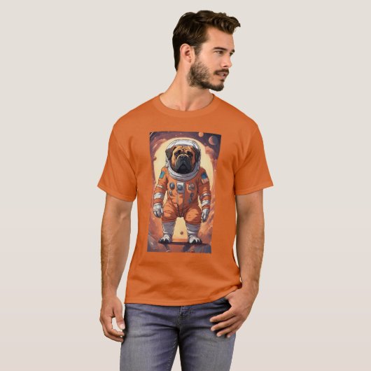 Bullmastiff Astronaut T-Shirt (Vorne ganz)