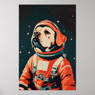 Bullmastiff-Astronautenposter, Bullmastiff-Retro Poster