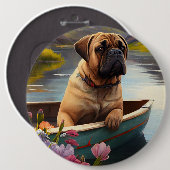 Bullmastiff auf einem Paddel: Ein Landschaftliches Button (Vorne & Hinten)