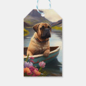 Bullmastiff auf einem Paddel: Ein Landschaftliches Geschenkanhänger (Rückseite)