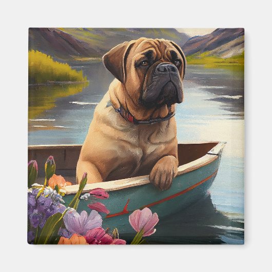 Bullmastiff auf einem Paddel: Ein Landschaftliches Magnet (Vorne)