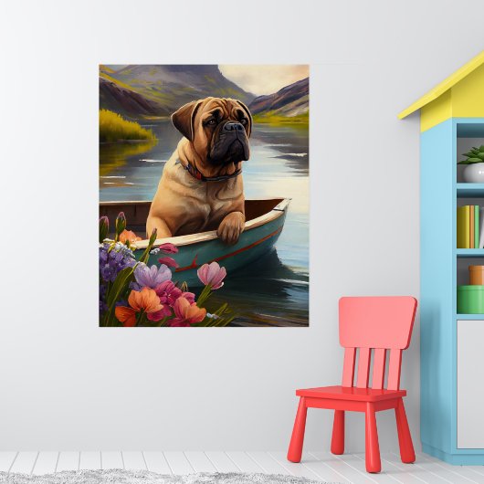 Bullmastiff auf einem Paddel: Ein Landschaftliches Poster (Kinderzimmer 1)