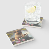 Bullmastiff auf einem Paddel: Ein Landschaftliches Steinuntersetzer (Seitenansicht)