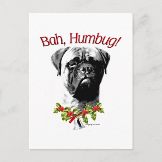 Bullmastiff Bah Humbug Postkarte (Vorderseite)