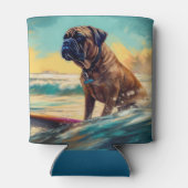 Bullmastiff Beach Surf Malerei Dosenkühler (Rückseite)