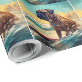 Bullmastiff Beach Surf Malerei Geschenkpapier (Rolleneckpunkt)