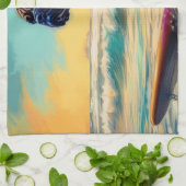 Bullmastiff Beach Surf Malerei Geschirrtuch (Gefaltet)