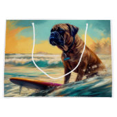 Bullmastiff Beach Surf Malerei Große Geschenktüte (Vorderseite)