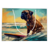 Bullmastiff Beach Surf Malerei Große Geschenktüte (Rückseite)