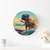 Bullmastiff Beach Surf Malerei Große Wanduhr (Zuhause)
