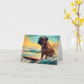 Bullmastiff Beach Surf Malerei Karte (Gelbe Blume)