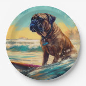 Bullmastiff Beach Surf Malerei Pappteller (Vorderseite)