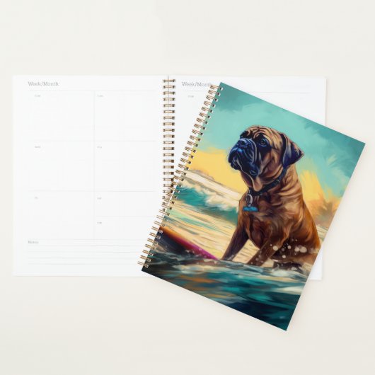 Bullmastiff Beach Surf Malerei Planer (Anzeige)