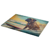 Bullmastiff Beach Surf Malerei Schneidebrett (Ecke)