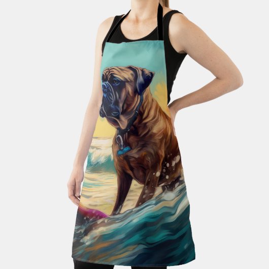 Bullmastiff Beach Surf Malerei Schürze (InSitu)