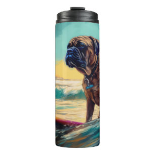 Bullmastiff Beach Surf Malerei Thermosbecher