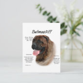 Bullmastiff (Bindle) History Design Postkarte (Stehend Vorderseite)