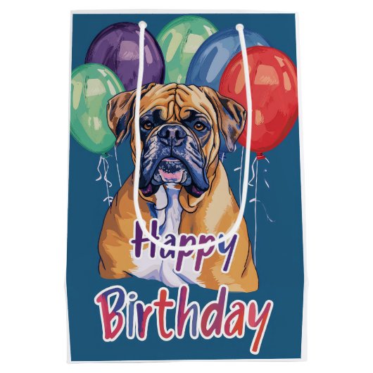 Bullmastiff Birthday Mittlere Geschenktüte (Rückseite)