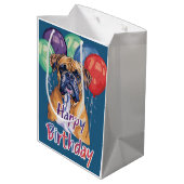 Bullmastiff Birthday Mittlere Geschenktüte (Rückseite Schrägansicht)