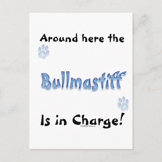 Bullmastiff Charge Postkarte (Vorderseite)